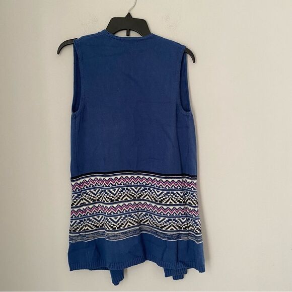 American Living Women’s Open Front Vest Aztec Print Knit Duster Sweater - Picture 3 of 3
